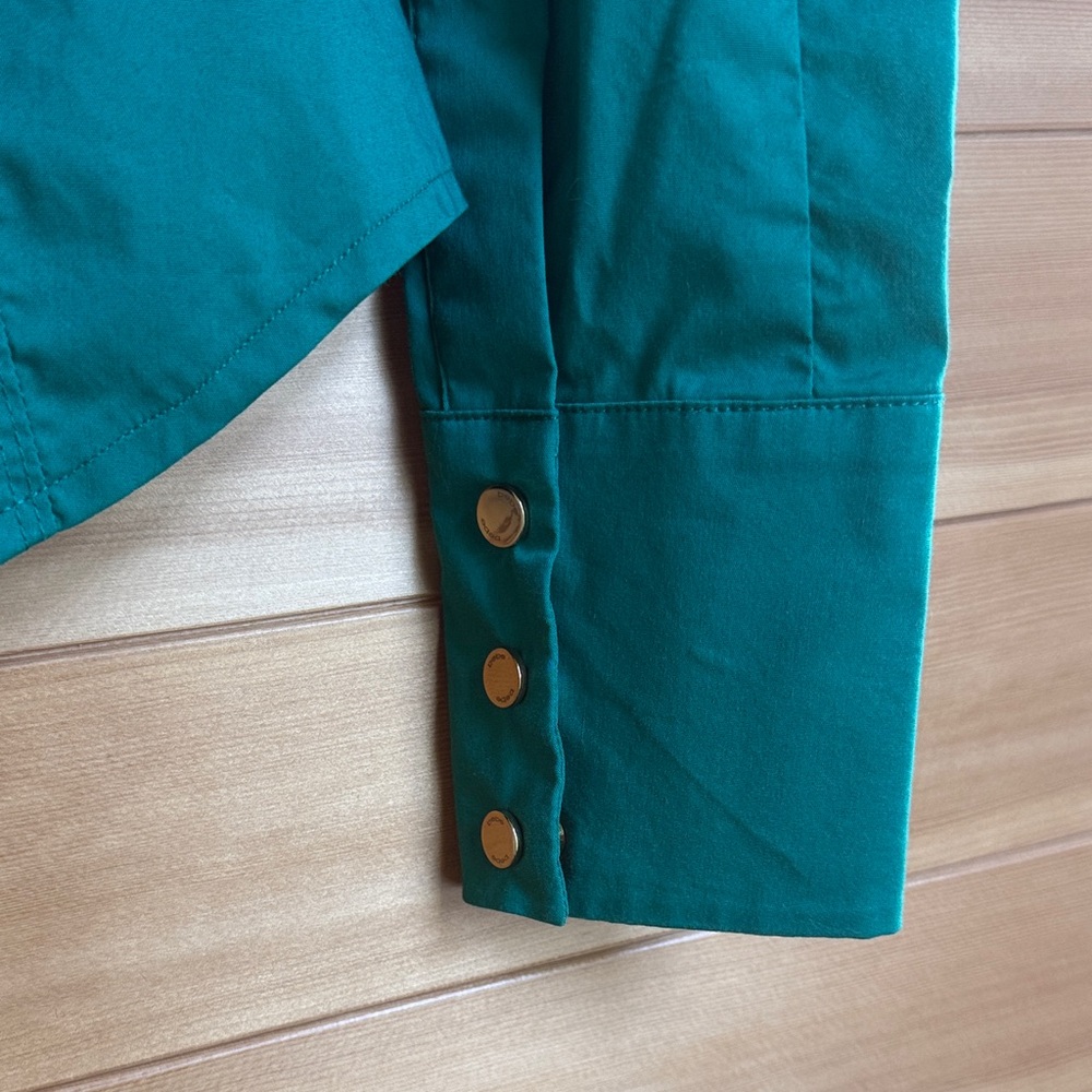 bebe Emerald Green Button-Down Blouse - image 4